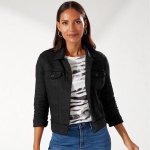 Tommy Bahama Two Palms Linen Raw-Edge Jacket in Black